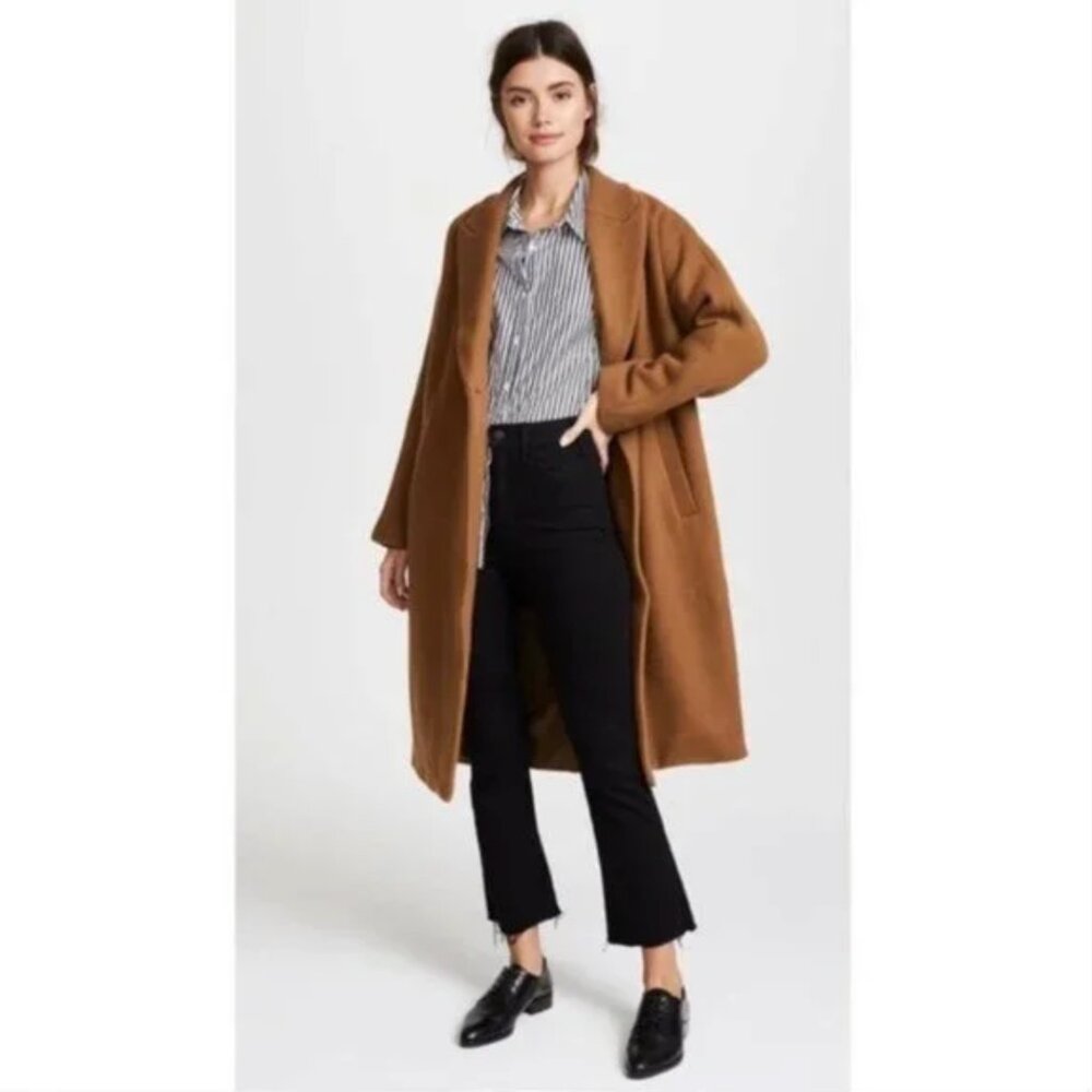 Madewell Atlas Cocoon Oversized Italian Wool Blend Coat in Burnished Cedar